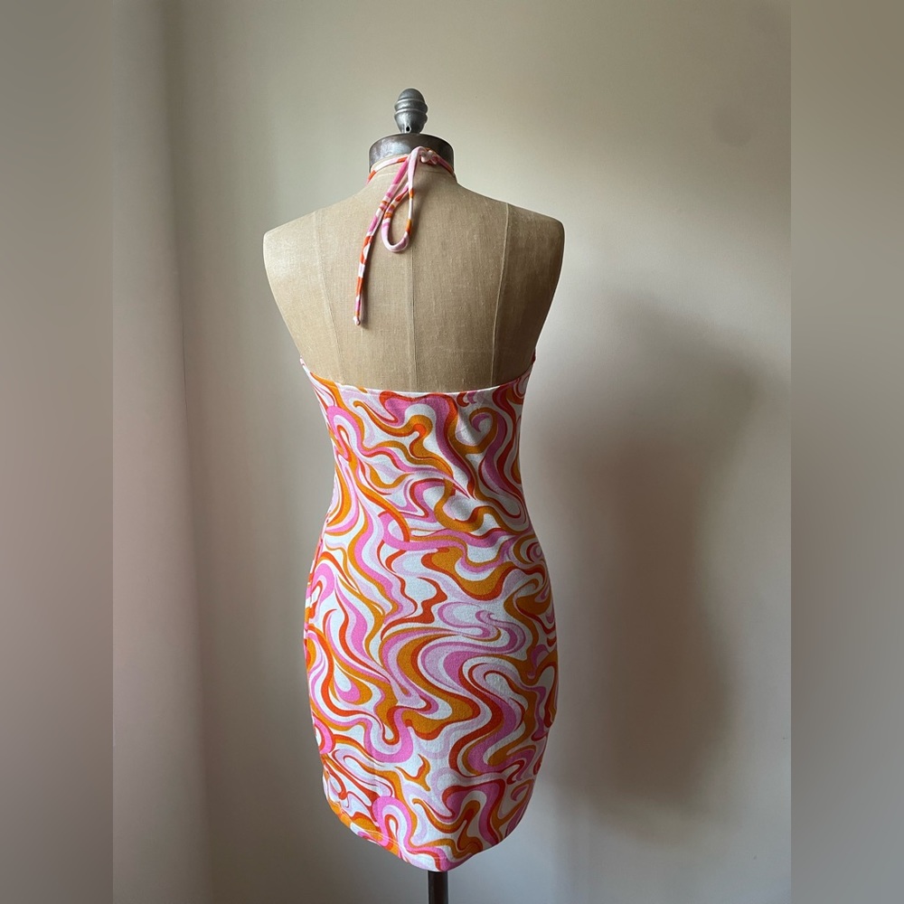 Pink and orange halter dress